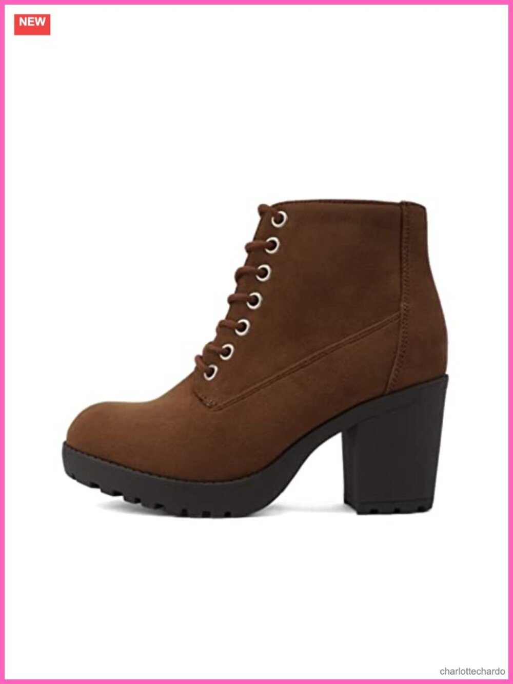 Combat Ankle Bootie Lug Sole Chunky Heel Lace Up Side Zipper Round Toe